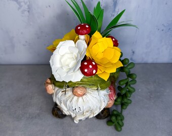 Gnome Paper Flower Succulent Pot
