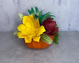 Small Paper Flower Succulent Pumpkins