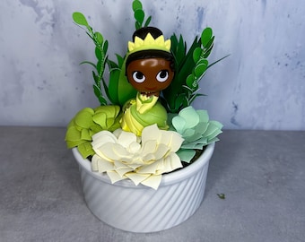 Tiana Figure in Paper Flower Succulent Pot