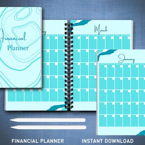 Financial Planner, Budget Planner Templates, Financial Savings Tracker Printable Binder, Monthly Debt, Bill, Spending, Expenses Tracker