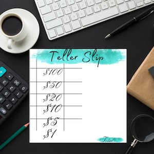 Cash Breakdown Slip | Bank Teller Slip | Denomination Request | Bill Request | Cash Stuffing | Printable