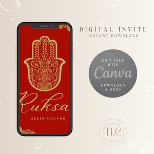 EDITABLE Red Kina Gecesi Davetiyesi Template - Turkish and English Version