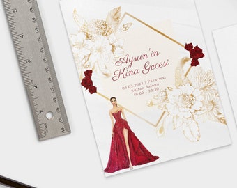 Red and Gold Henna Night Invitation: Elegant Turkish Design (Digital Download)
