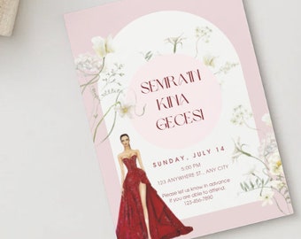 Henna Night Invitation: Turkish Bouquet Arch, Editable (Digital Download)