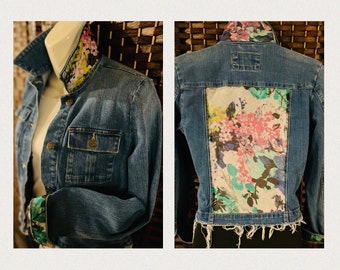 XS Upcycled Women’s Embellished Denim Jacket