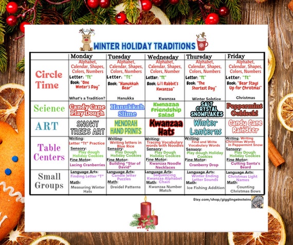 Winter Holiday Traditions! A full week of Educational Activities! Preschool Curriculum