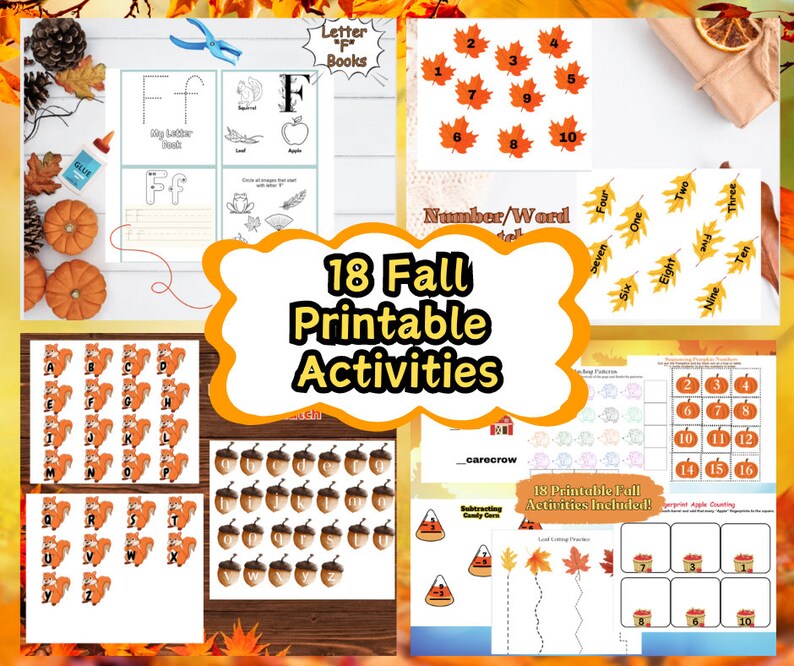 Printable Fall-themed Activity Pack for Preschoolers! Print-and-go ...