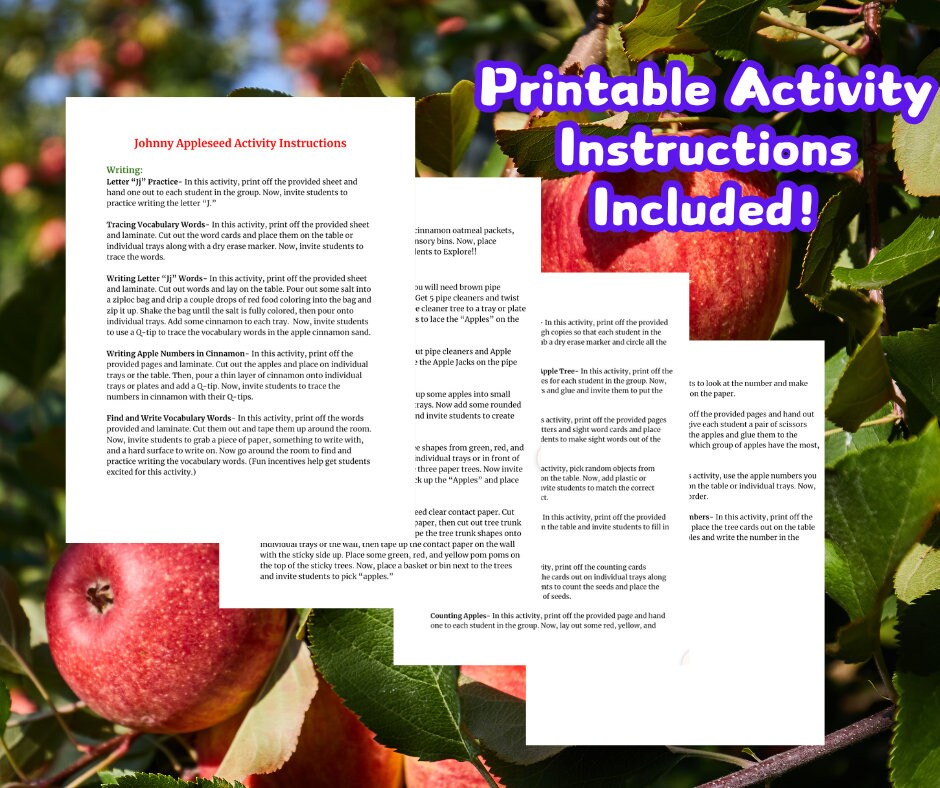 Johnny Appleseed Week Long Lesson! Full of Hands-on Activities for ...
