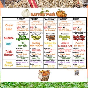 Ernte-Woche! Ganztags-Unterrichtsplan für die Vorschule und den Kindergarten