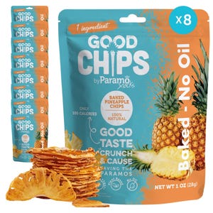 Baked Pineapple Chips Oil Free Vegan Only One Ingredient 1 oz Bags Pack of 8 By Paramo Snacks