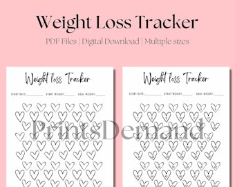 Pounds Lost Tracker / Printable Personalize Weight Loss / Pounds Lost / PDF Color in Hearts / 75 Soft / 75 Hard/ Weight Loss Journey