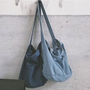 Men Large Capacity Messenger Bag Denim Bag For Work & School