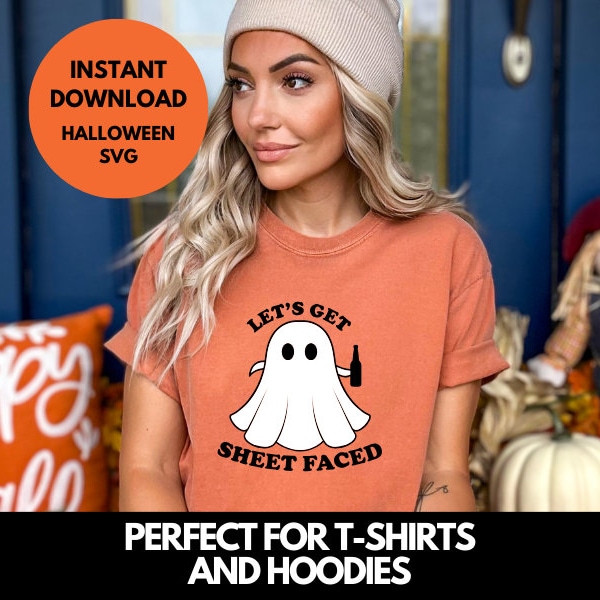 Funny Halloween Ghost SVG Let's Get Sheet Faced, Instant Download, Halloween T-Shirt Design SVG, Halloween Bar Crawl Bar Humor Drinking SVG