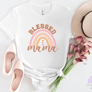 Catholic Mom Shirt, Blessed Mama Shirt, Catholic Shirt, Mother&#39;s Day Gift, Christian Shirt, Catholic Gifts, Christian Gifts, Rainbow Shirt