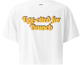 Camiseta corta para mujer con temática de desayuno y brunch.