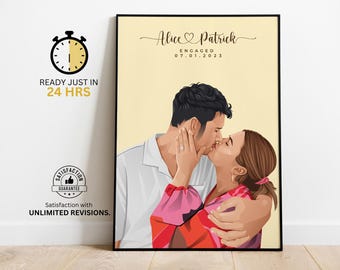 Couple Portrait, Custom Faceless Drawing, Valentine Gift for Boyfriend, Digital Anniversary Illustration, Valentines Day Gift for Girlfriend