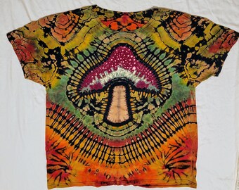 2XL Wizard Cap Reverse Dye Mushroom/Mandala/v pattern dual spiral