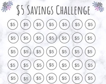 Printable Savings Challenge with your 5 Dollar bills!