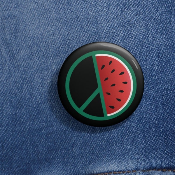 Free Palestine, Peace Watermelon Pin / Round Badge Pin Buttons / 2 Sizes Available: 1.25", 2.25" / Support Gaza, Palestine, human rights