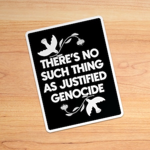 Sticker geen gerechtvaardigde genocide/3" x 4" vinylsticker / Free Palestina, Gaza, Congo, Sudan / sticker voor laptop, auto, waterfles, beker