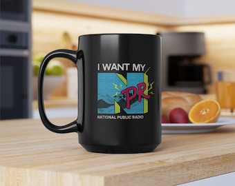 Retro NPR Mug, Public Radio Gift, 80s MTV Parody Graphic