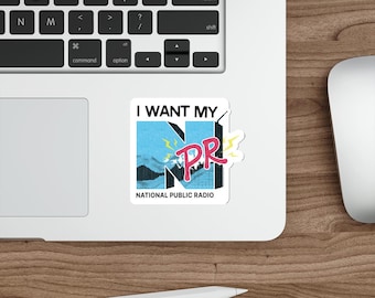 NPR Die Cut Sticker | 90s MTV Parody Retro Public Radio Graphic