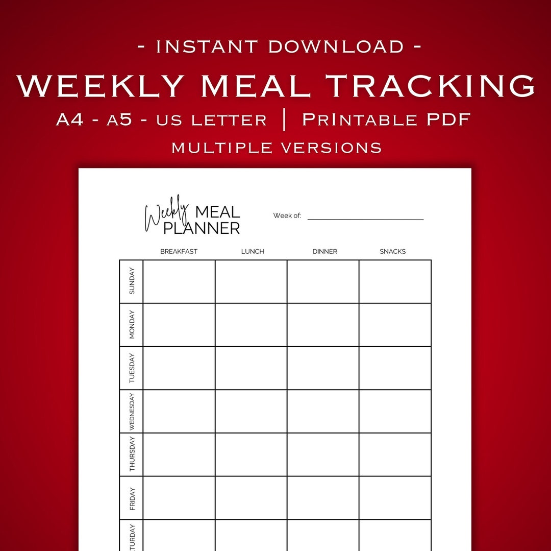 Weekly Meal Planner - PDF - Printable - Meal Prep - Organizer - Menu ...