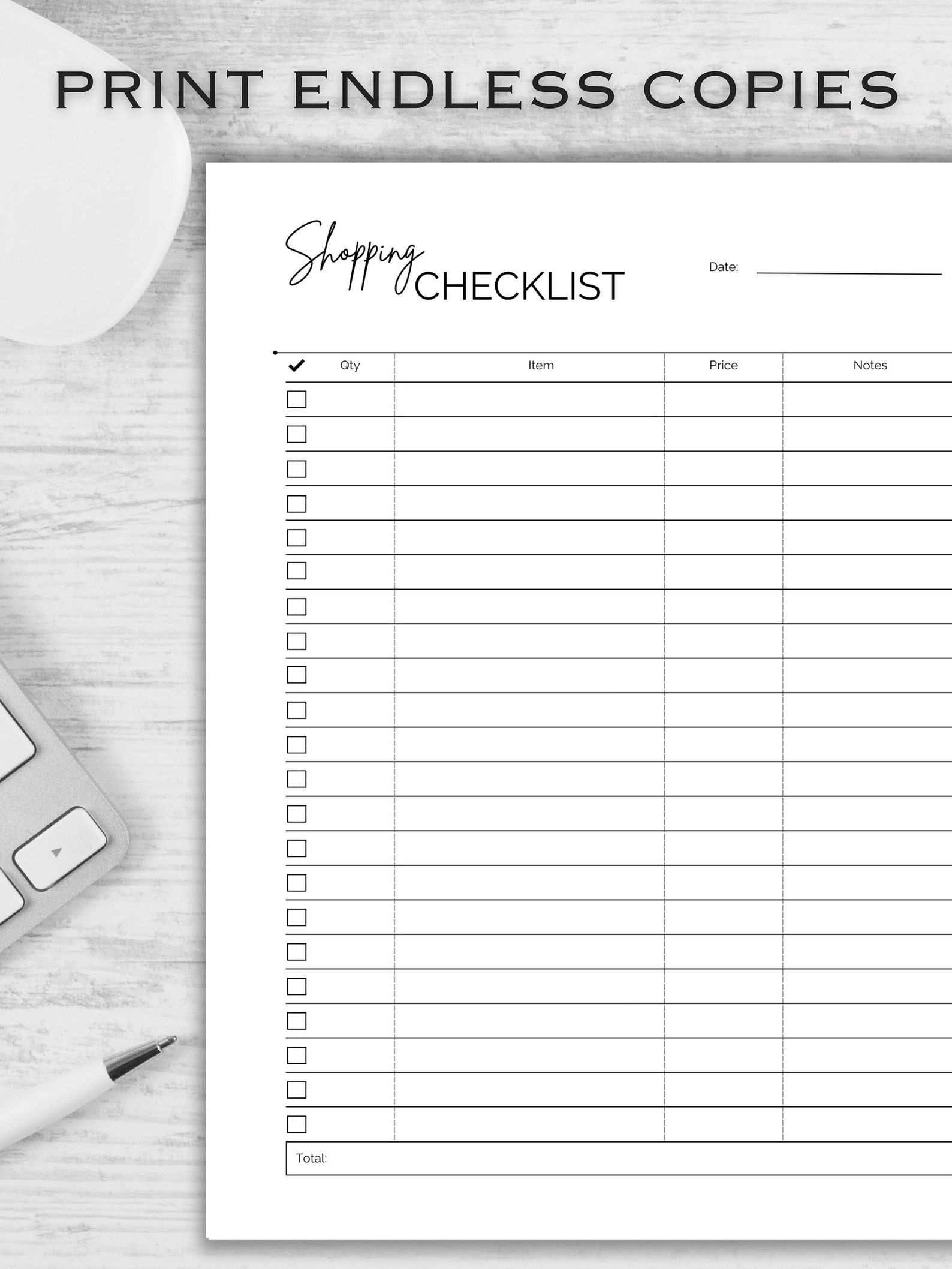 Printable Grocery List, Itemized, Checklist, Food Shopping List ...