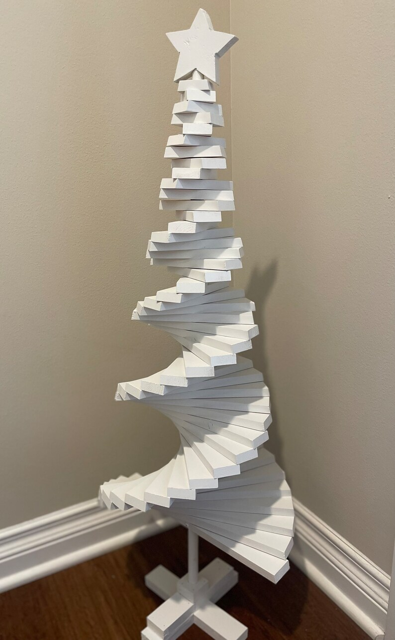 Spiral Wooden Christmas Tree Statue/christmas Decor Etsy
