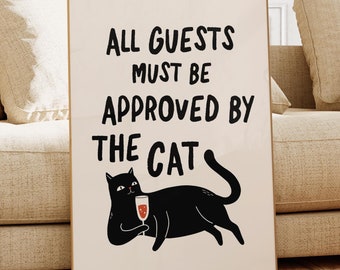 Funny Cat Print Trendy Cat Home Decor Cat Owner Gift Abstract Kitten Poster Cute Cat Print Minimalist Cat Lover Art Digital Download 1 Print