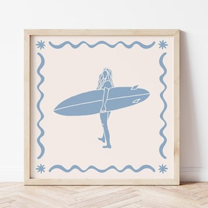 Surf Art Print Retro Beach Wall Art Coastal Home Decor Surf Poster Ocean Print Vintage Surf Print Surfing Gift Digital Download 1 Print