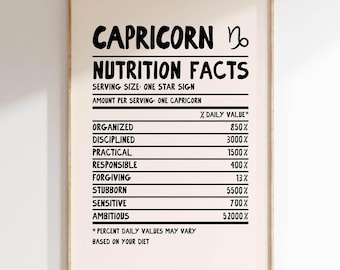 CAPRICORN Print Zodiac Poster Star Sign Wall Art Capricorn Wall Art Trendy Zodiac Poster Zodiac Sign Print Digital Download