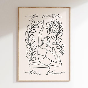 Yoga Print Positive Mindset Wall Art Yoga Pose Print Go With The Flow Poster Yoga Studio Wall Art Instant Download Printable Art 1 Print