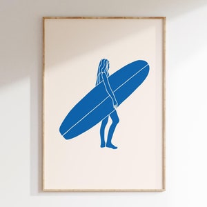 Surf Poster Art Cute Beach House Decor Surfboard Wall Art Ocean Print Minimalist Surf Wall Art Surf Gift For Her Printable Art 1 Print