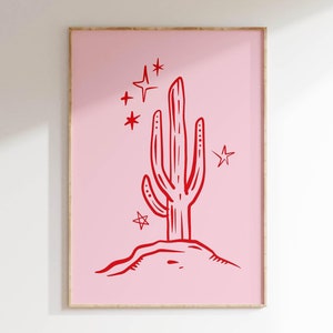 Kaktus Druck Süße Western Wand Kunst Wilder Westen Druck Kaktus Poster Trendige Western Dekor minimalistischen Western Kunstdruck Digitaler Download 1 print