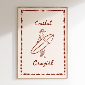 Coastal Cowgirl Print Surf Wall Art Western Art Print Beach Print Western Surf Print Surfer Gift Coastal Home Decor Printable Art 1 Print