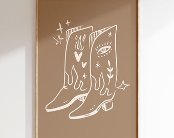 Western Print Cowboy Boots Wall Art Trendy Cowgirl Art Print Western Home Decor Western Wall Art Instant Download Printable Art 1 print