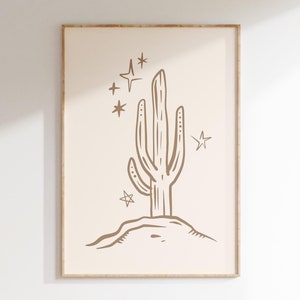 Kaktus Druck Süße Western Wand Kunst Wilder Westen Druck Kaktus Poster Trendige Western Dekor minimalistischen Western Kunstdruck Digitaler Download 1 print