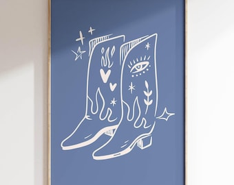 Cowboy Boots Poster Trendy Western Wall Art Cowboy Print Neutral Southern Home Decor Cowgirl Print Cowgirl Boot Wall Art Digital Download