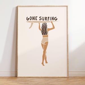 Gone Surfing Zeichen Trendy Surf Poster Surfer Girl Kunstdruck Surf Girly Poster Strand Haus Ästhetische Wohnkultur Digital Download 1 Print