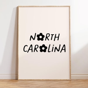 NORTH CAROLINA Print Minimalist Wall Art Travel Print North Carolina Decor Trendy Travel Poster Instant Download Printable Art 1 print
