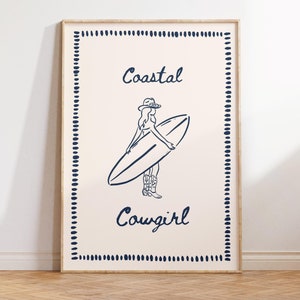 Coastal Cowgirl Print Surf Wall Art Western Surf Art Print Surf Girl Art Surf Gift Coastal Decor Instant Download Printable Art 1 Print