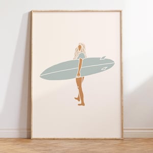 Surf Print Minimalist Beach House Decor Surf Poster Cute Beach Wall Art Surfboard Print Instant Download Printable Art 1 Print