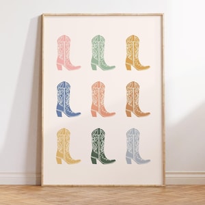 Cowboy Boots Print Trendige Western Wand Kunst Cowgirl Druck Western Wohnkultur Girly Western Wand Kunst Sofortiger Download druckbare Kunst 1 print