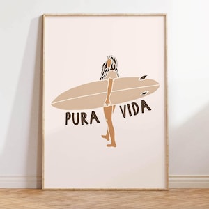 Surf Print Beach Surf Poster Beach Wall Art Surf Illustration Surf Girl Art Surf Gift Coastal Decor Instant Download Printable Art 1 Print