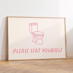 Bathroom Print Funny Bathroom Art Bathroom Decor Minimalist Bathroom Poster Pink Bathroom Wall Art Aesthetic Bathroom Decor Digital Print