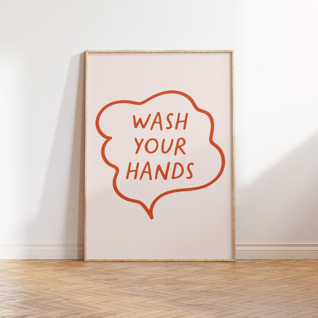 Funny Bathroom Wall Art Wash Your Hands Typography Print Bathroom ...