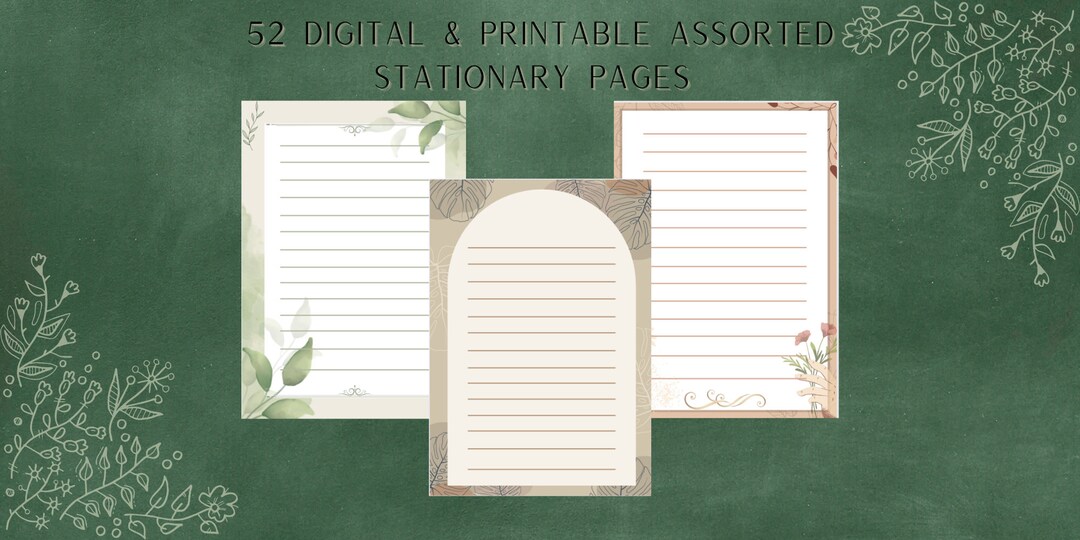 Instant Digital Download Printable Stationary Paper | Over 50 Pages ...