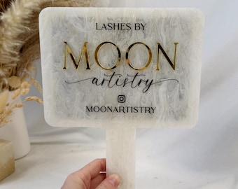 Grand miroir à main acrylique personnalisé, accessoire photo technique pour cils, décoration pour studio de beauté, miroir maquilleur personnalisé, cadeau MUA, logo d'entreprise