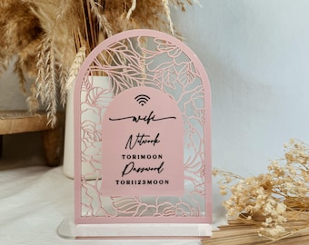 Enseigne Wi-Fi Beauty, petite entreprise, Gravure d'enseigne en acrylique Wi-Fi, Enseigne en acrylique pivoine Wi-Fi, Accessoire de décoration pour salon de beauté, Manucure, Lash Tech